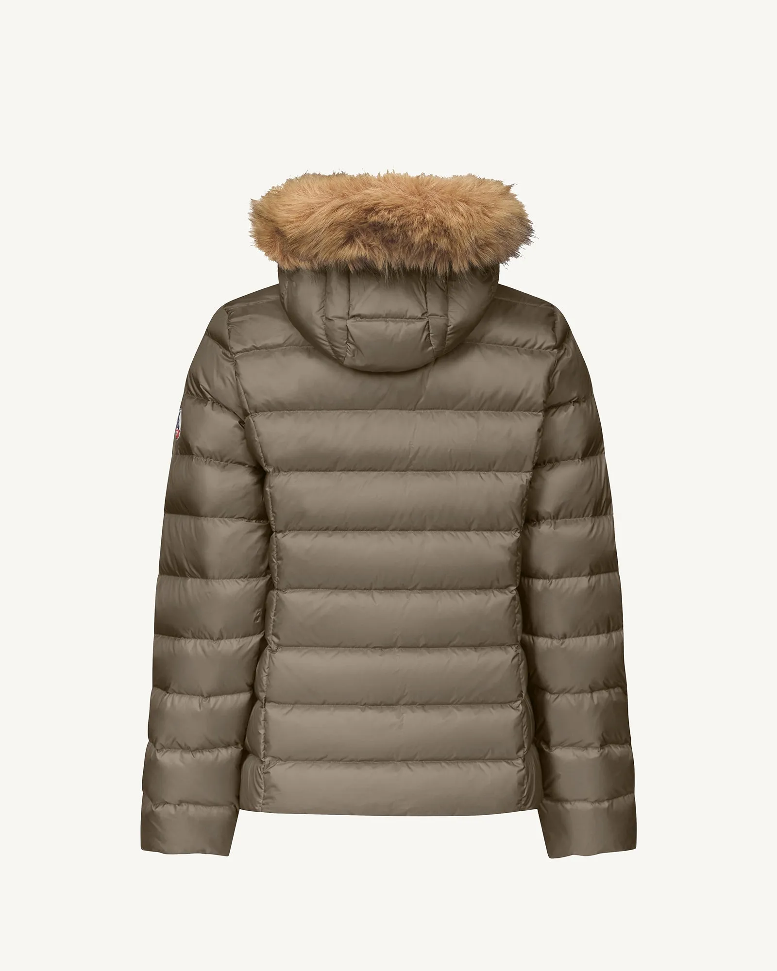 Luxe Extreme Cold hooded down jacket Taupe