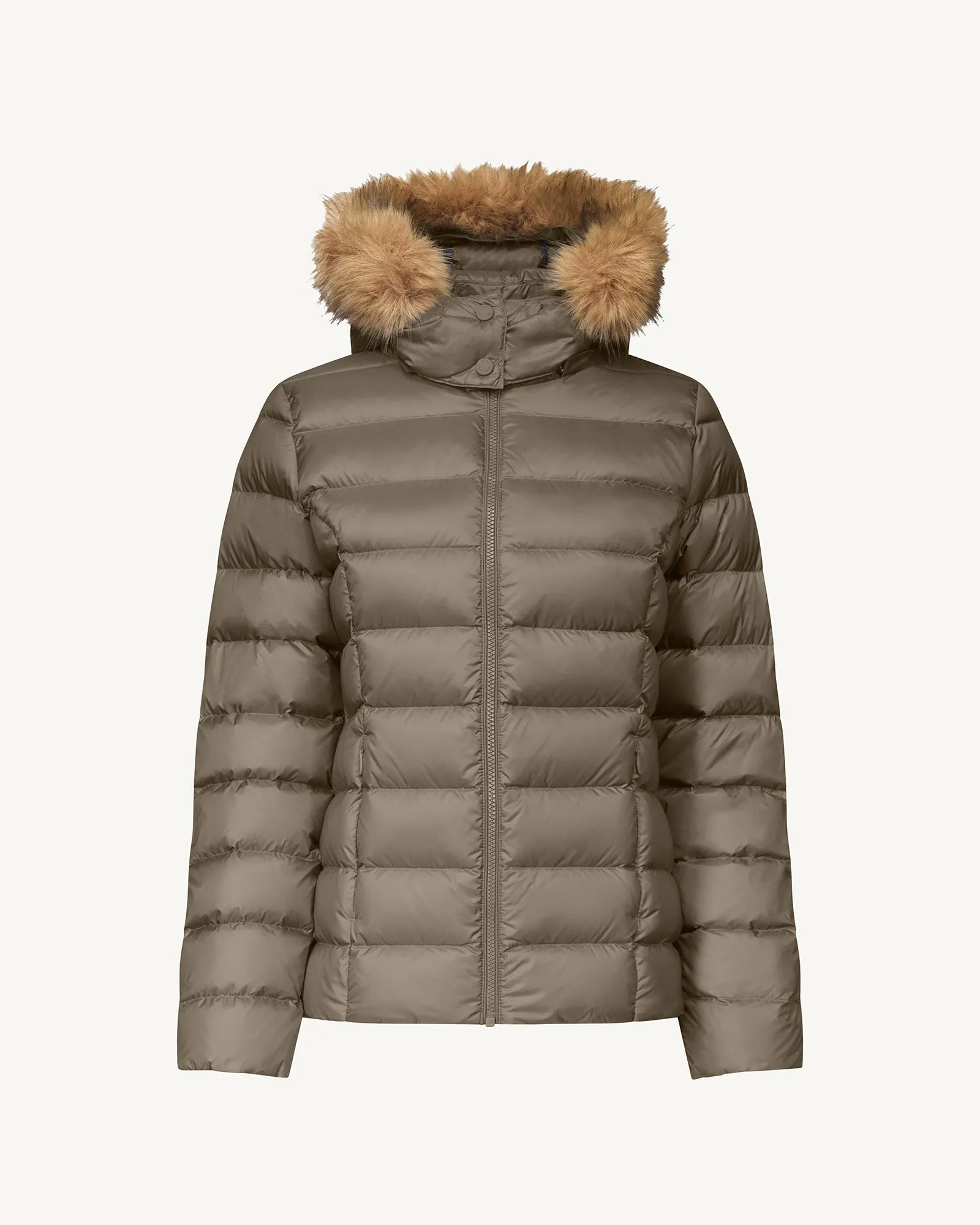 Luxe Extreme Cold hooded down jacket Taupe