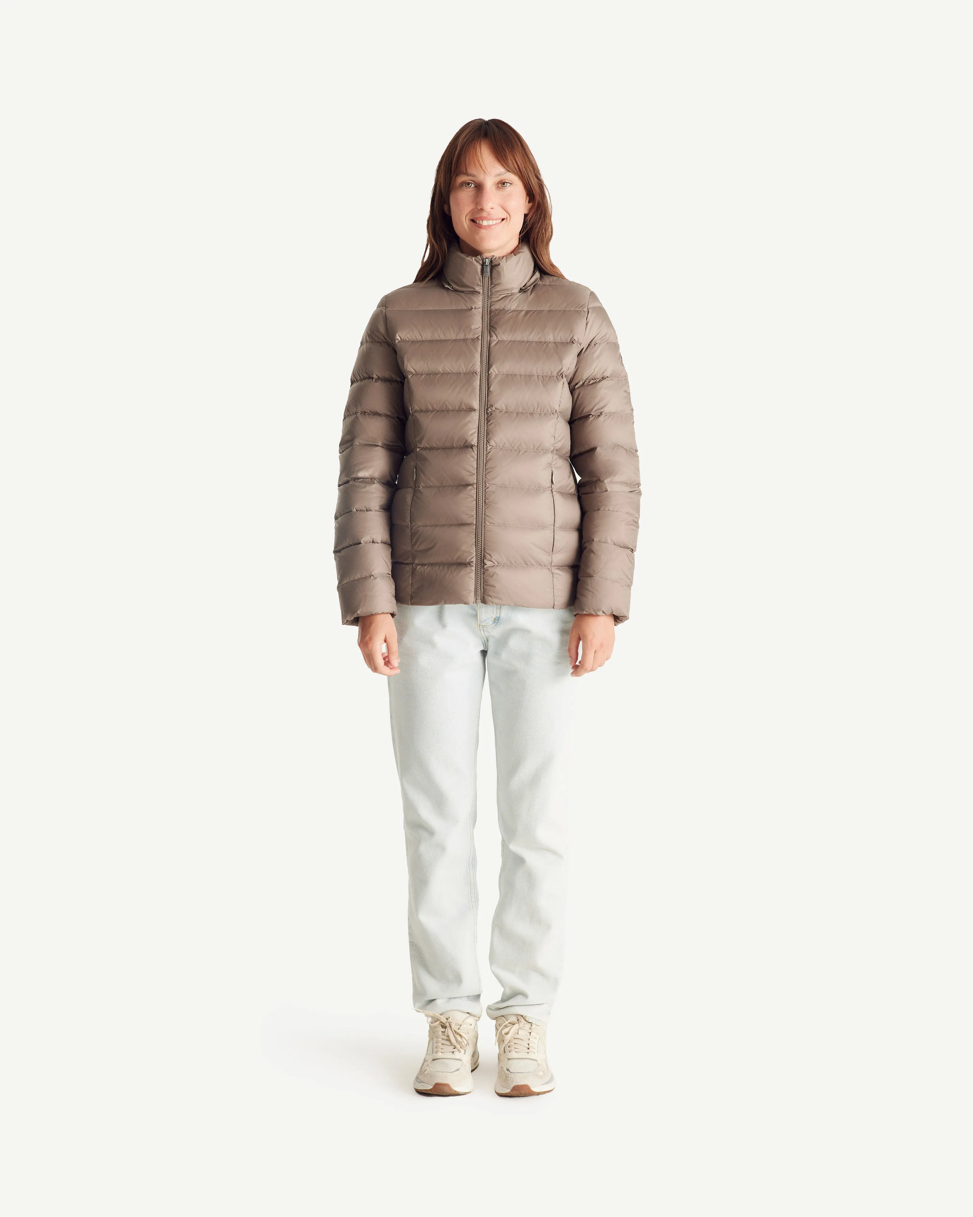 Luxe Extreme Cold hooded down jacket Taupe