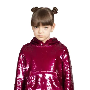 Magenta Oversized Sequin Hoodie with Velvet Lining