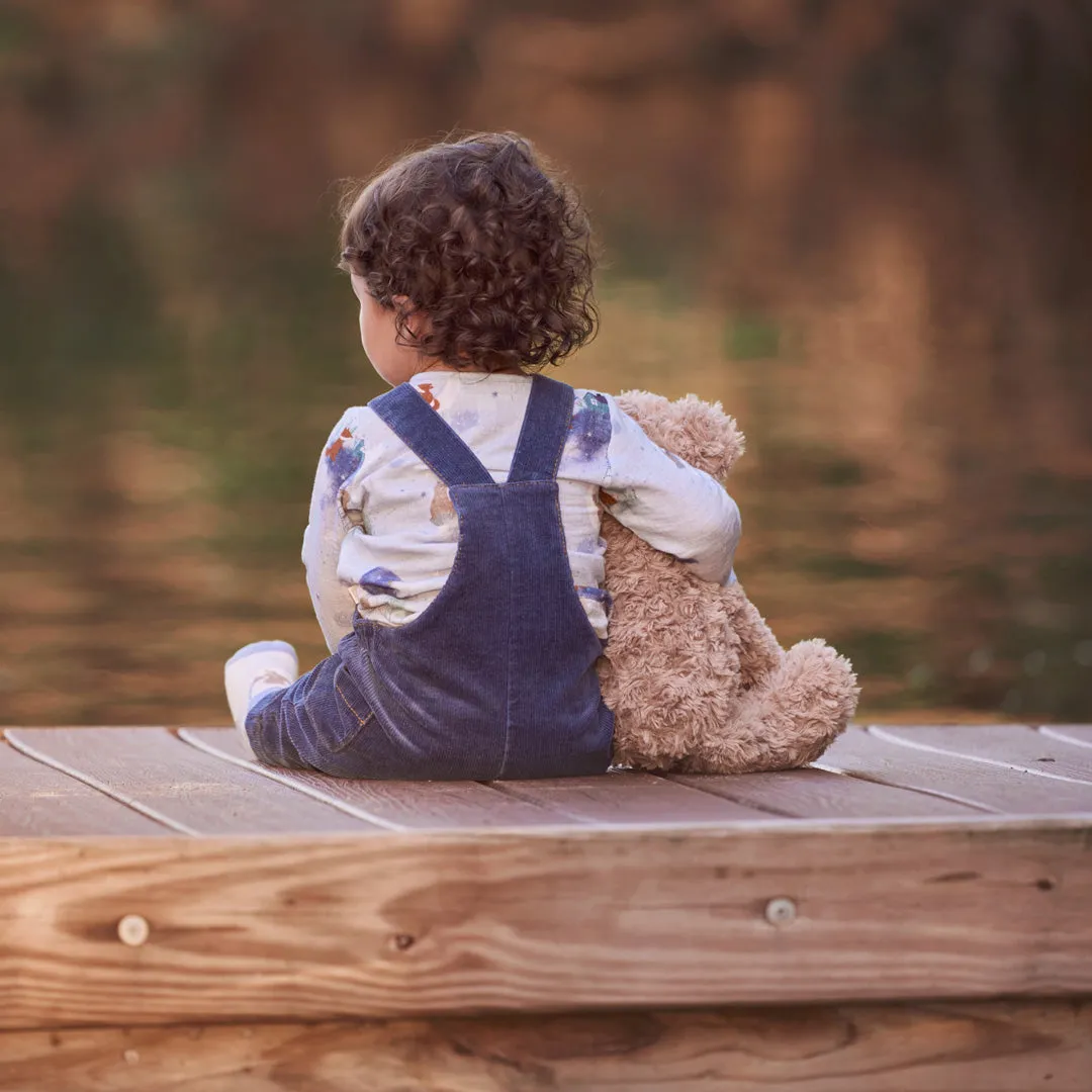 Magical Adventure Muslin Print Top & Corduroy Overalls