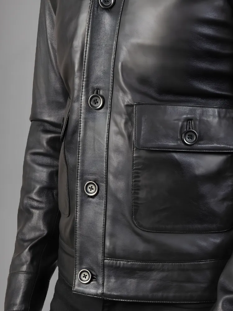 Men Cafe Racer Classic Fashion Motorbike Black Leather Jacket