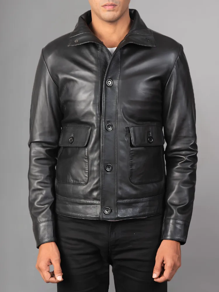 Men Cafe Racer Classic Fashion Motorbike Black Leather Jacket