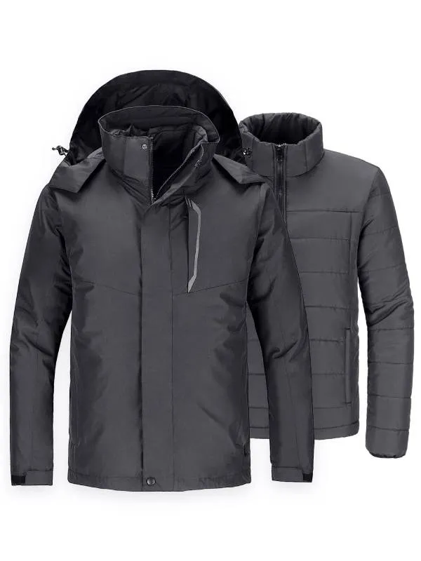 Men's 3-in-1 Fleece Interchange Jacket Waterproof Ski Jacket Winter Alpine V