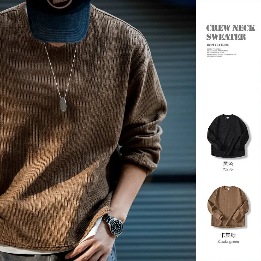 Men's Lazy Style Knitted Hoodies - Warm Loose Pullover with Drop Shoulder