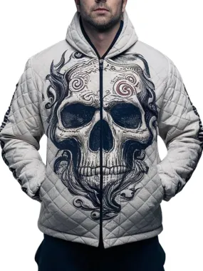 Men's Quilted Skull Graphic Hoodie Jacket