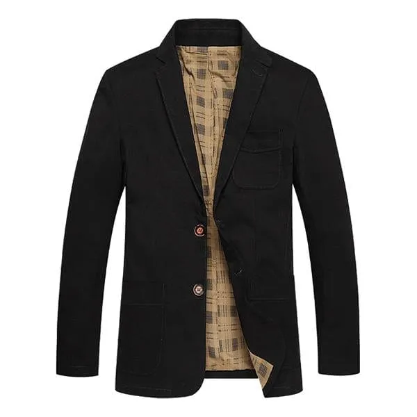 Men's Solid Color Casual Notch Lapel Double Button Blazer