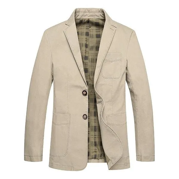 Men's Solid Color Casual Notch Lapel Double Button Blazer