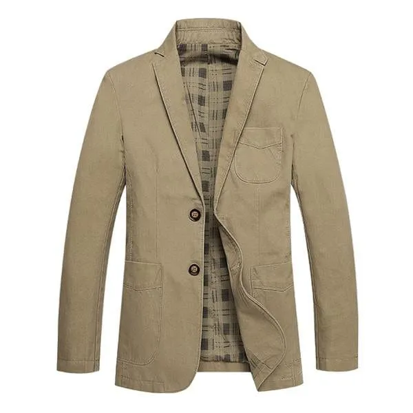 Men's Solid Color Casual Notch Lapel Double Button Blazer