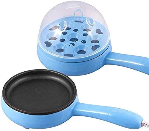 Multi functional Electric 2 in 1 Egg Frying Pan with Egg Boiler Machine Measuring Cup with Handle