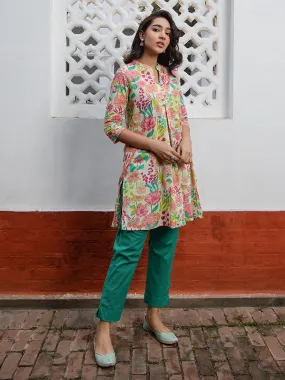 Multicolour Cotton Floral A-Line Tunic