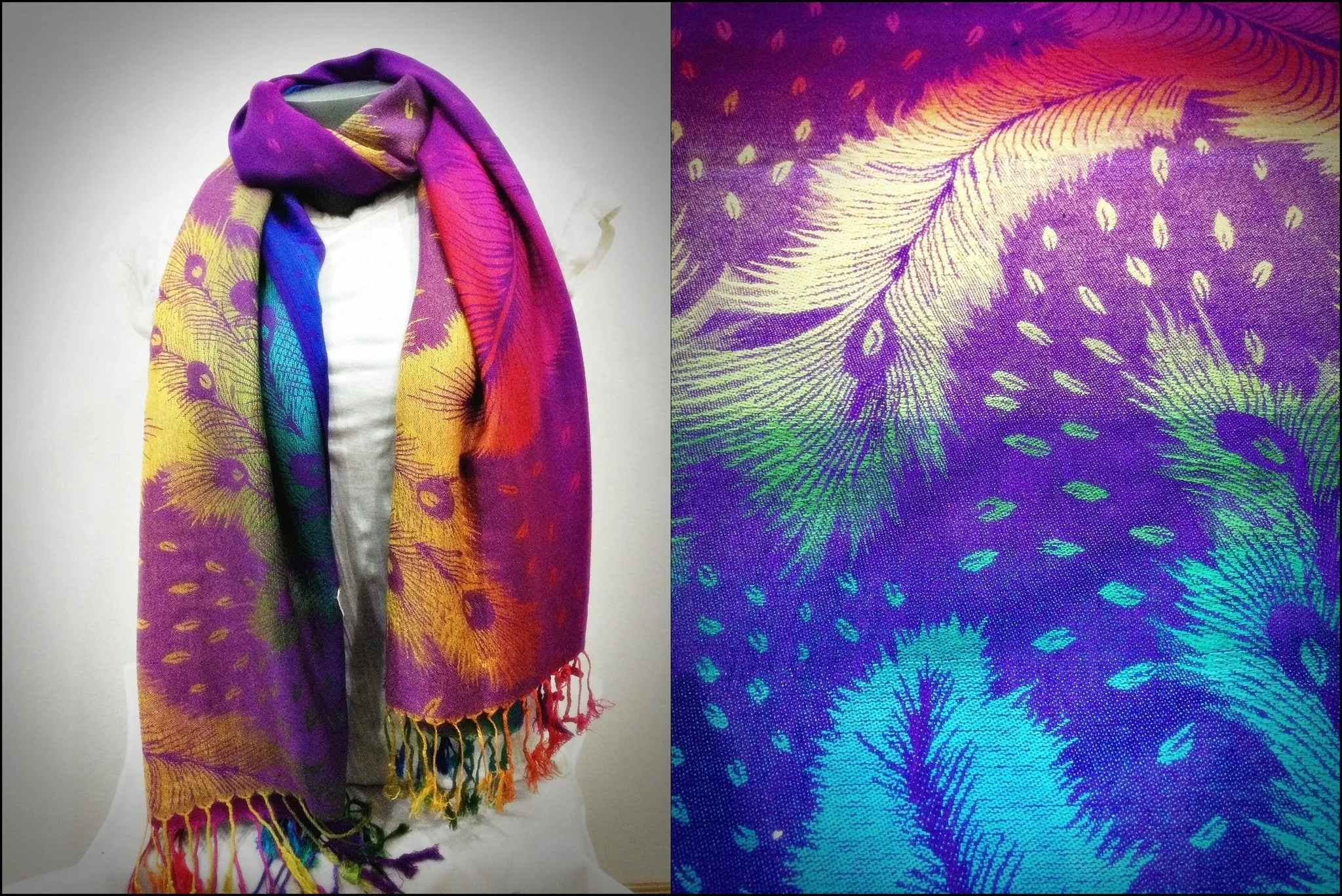 Nepal Hand Made Pashmina Shawl Scarf Multi