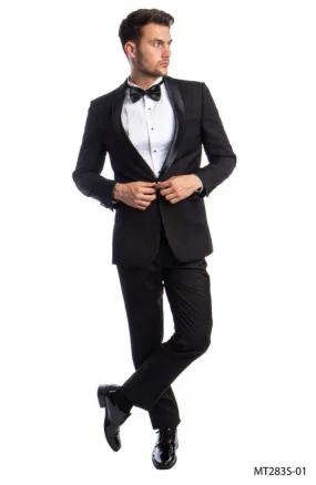 New Azzuro Black with Black Shawl Slim Fit Tuxedo