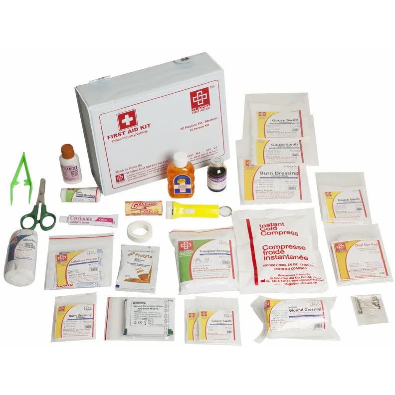 New Parent First Aid Kit - Plastic Box Medium Handy - Transporent - 62 Components - Suitable For Parent - SJF Np - St Johns First Aid Kit