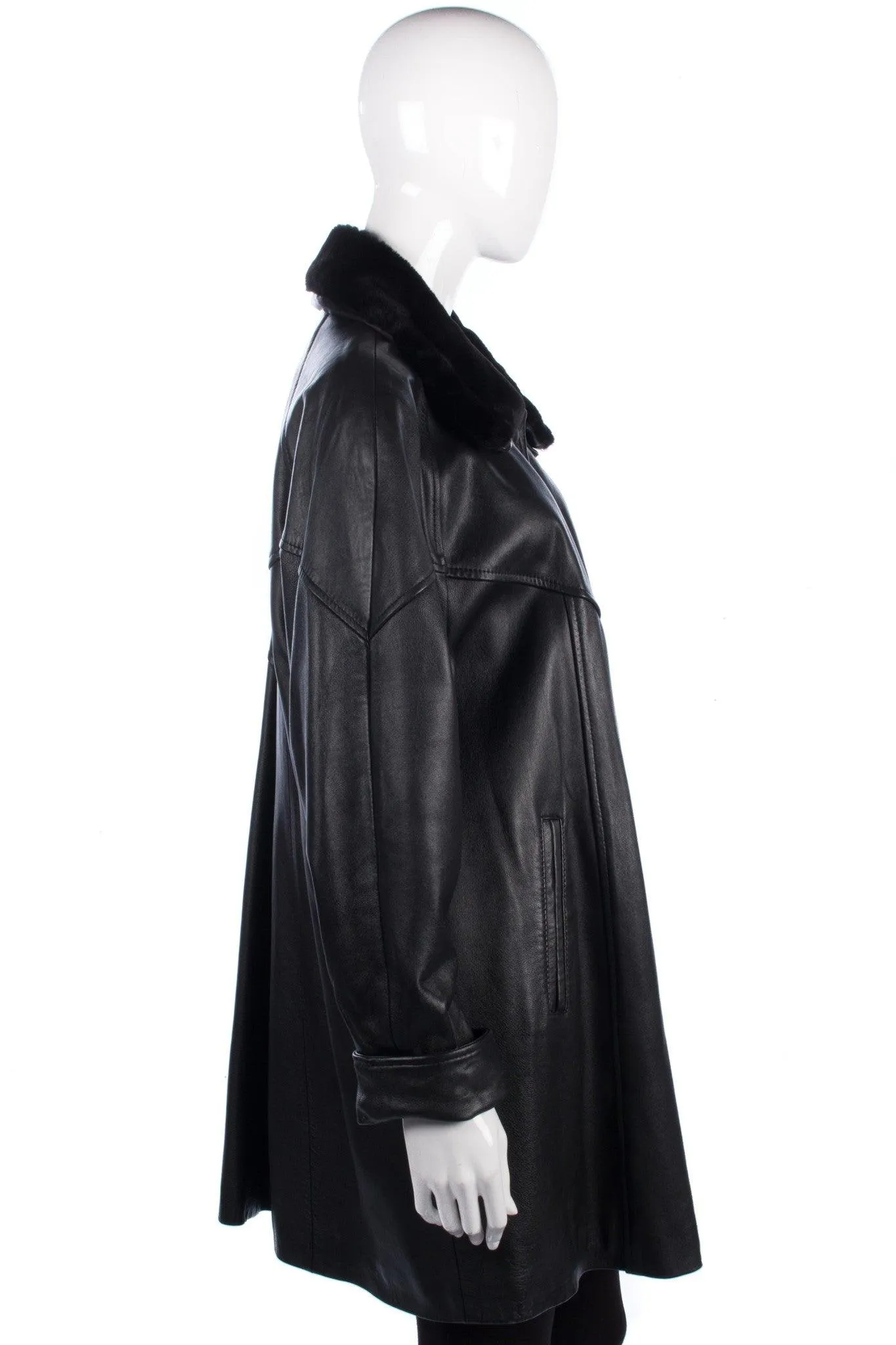 Noble Soft Leather Vintage Coat Black Size M