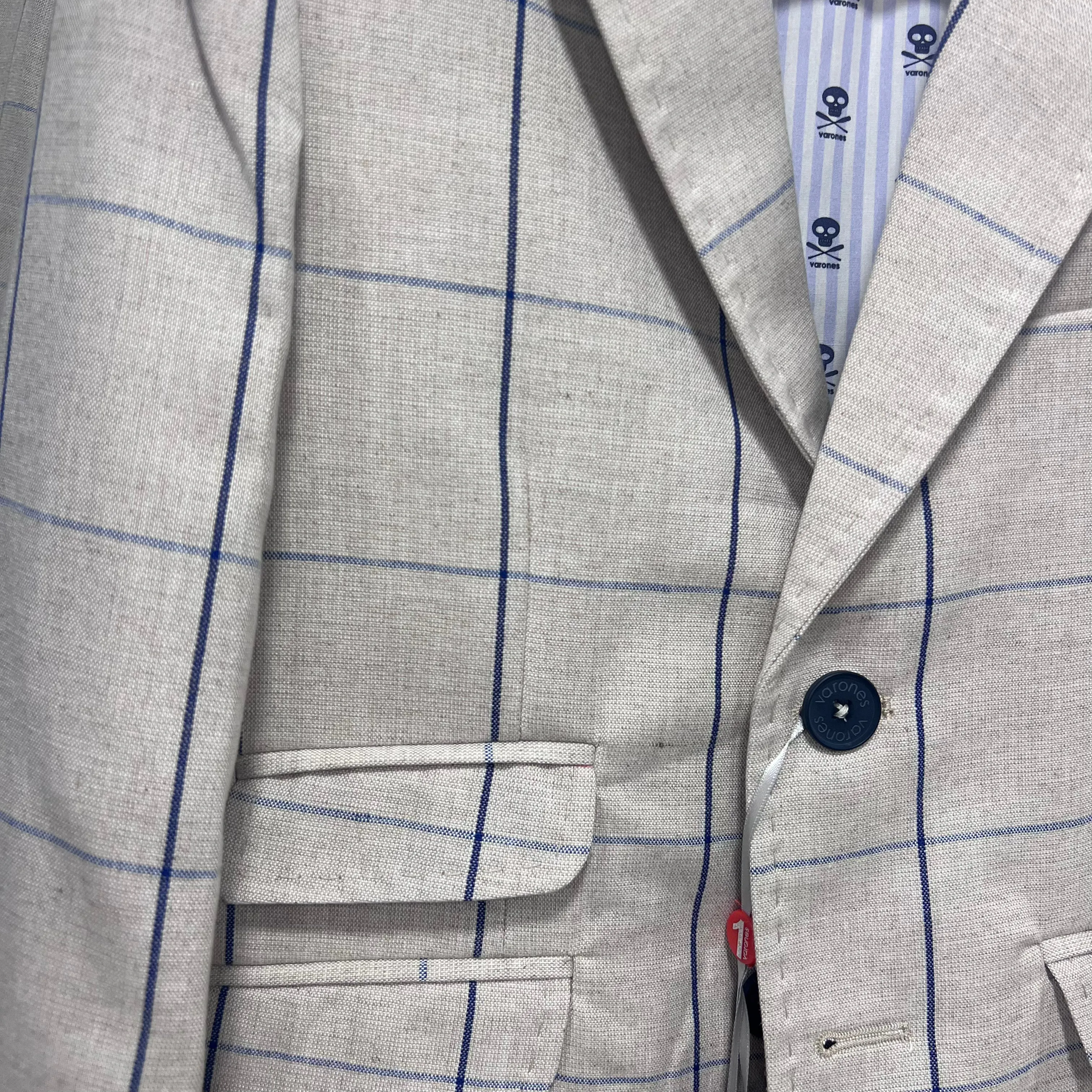 One Varones Boys Beige Checked Blazer