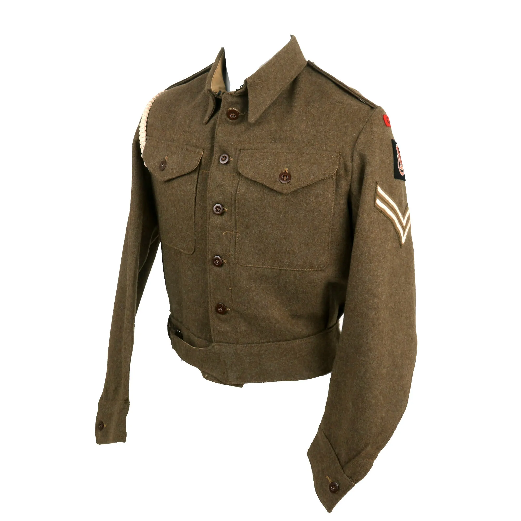 Original British WWII 7th Armored Division “Desert Rats” Corps of Military Police P-40 Battledress Uniform Tunic With Period Applied Insignia - Dated 1945