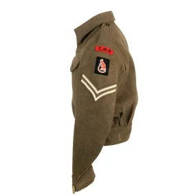 Original British WWII 7th Armored Division “Desert Rats” Corps of Military Police P-40 Battledress Uniform Tunic With Period Applied Insignia - Dated 1945