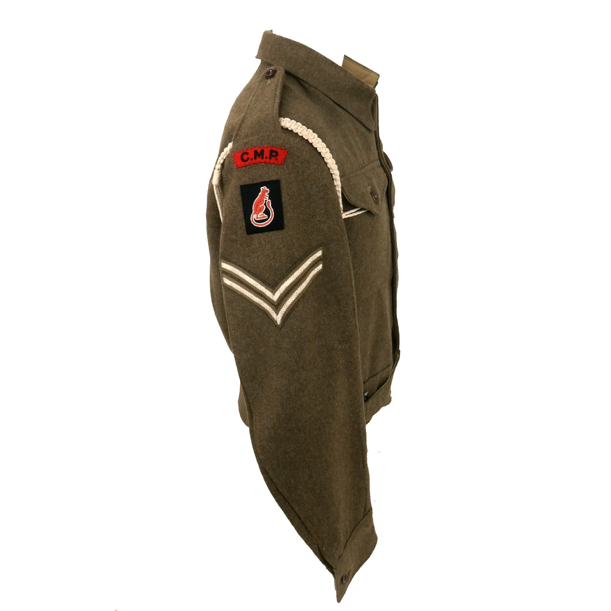 Original British WWII 7th Armored Division “Desert Rats” Corps of Military Police P-40 Battledress Uniform Tunic With Period Applied Insignia - Dated 1945