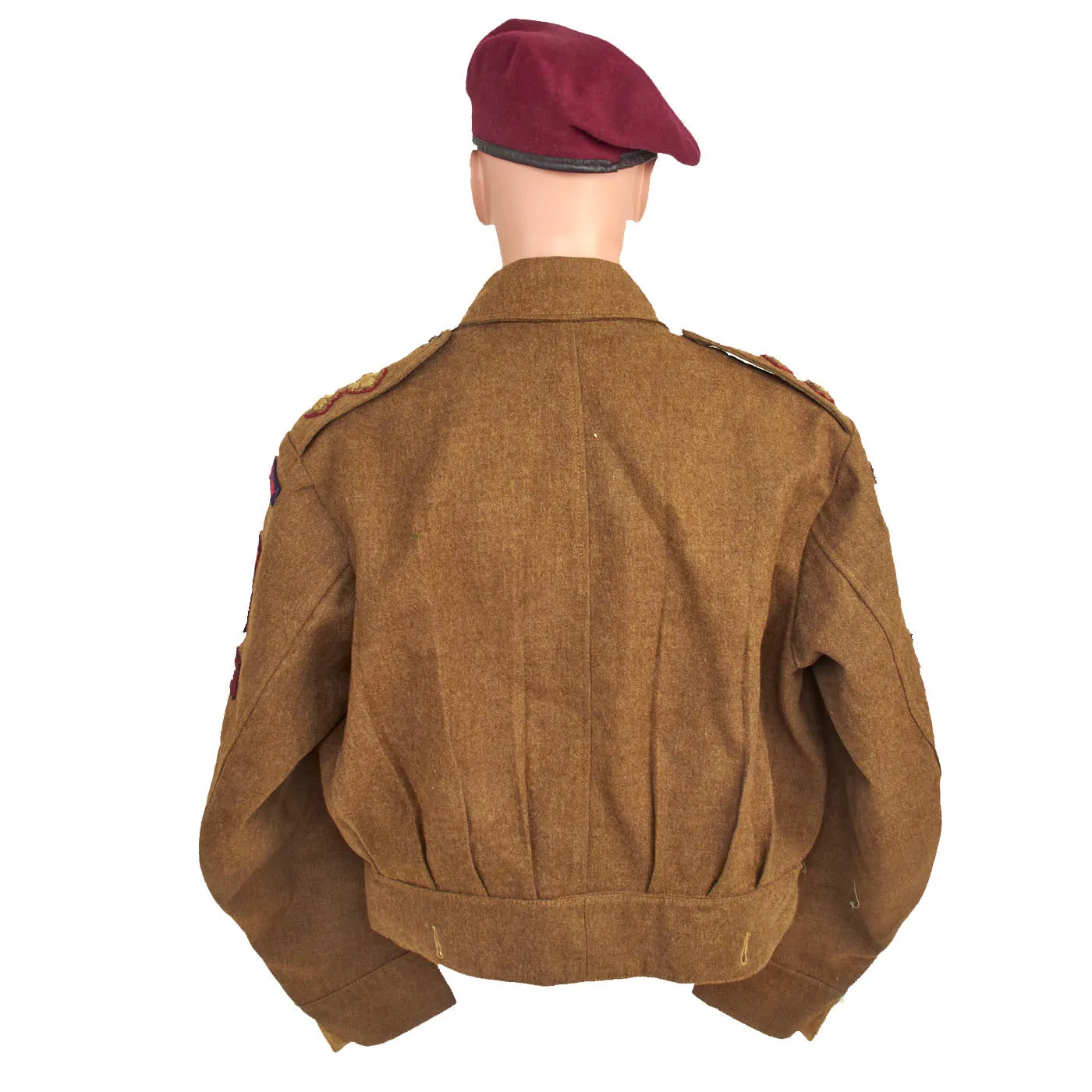 Original British WWII Airborne Royal Artillery P-40 “Battledress” Uniform Set - Beret, Tunic, Trousers, Mesh Tank Top and Belt