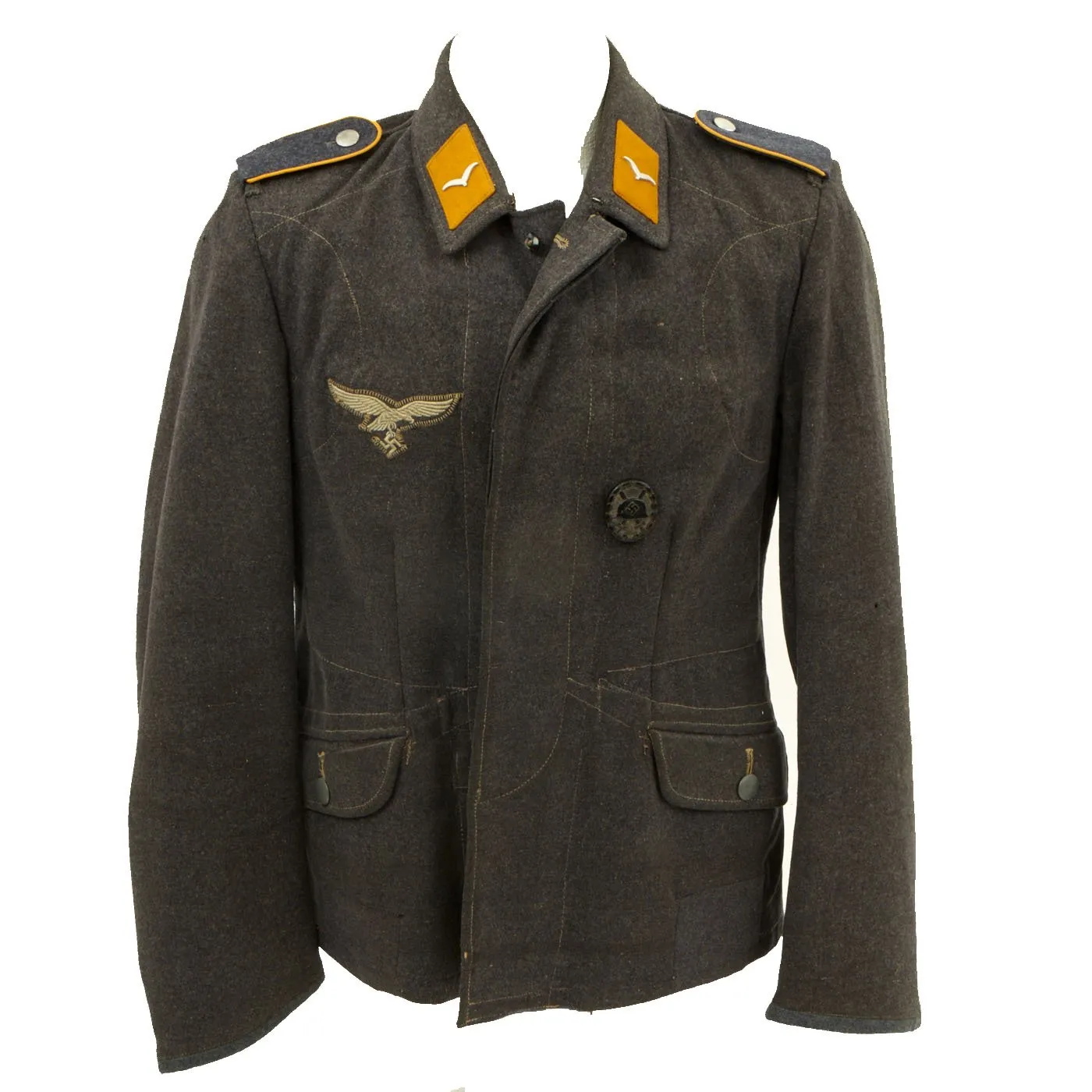 Original German WWII Luftwaffe Enlisted Flight or Fallschirmjager Fliegerbluse with Wound Badge