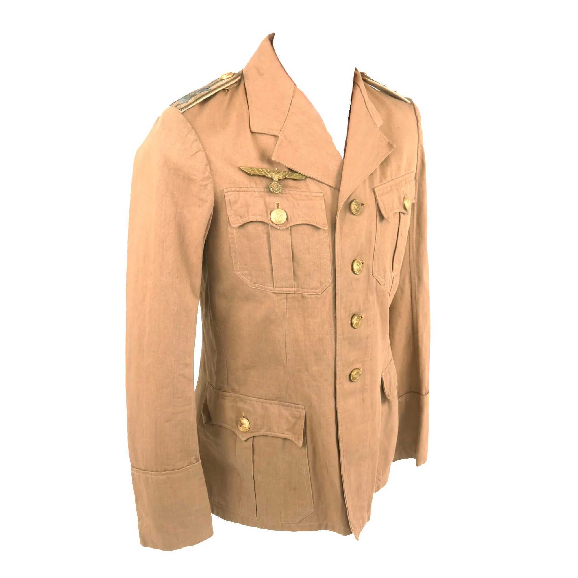 Original German WWII Named Kriegsmarine Coastal Artillery Oberleutnant zur See Officer Tan Summer Uniform Tunic