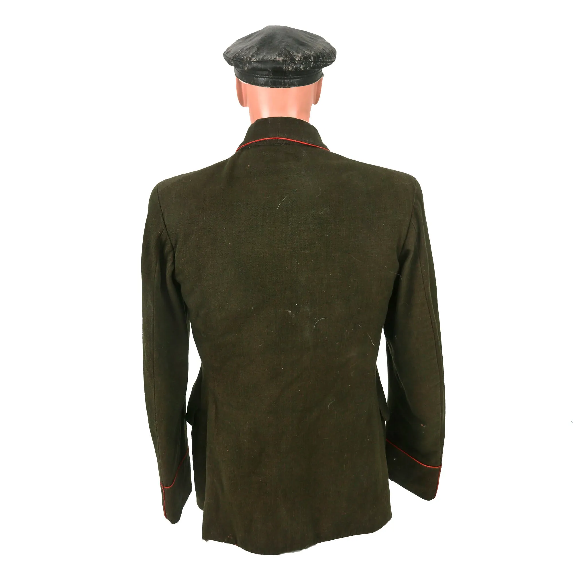 Original Soviet WWII Armored Brigade Commander M-1935 Uniform with Tankist M-1924 Leather Cap