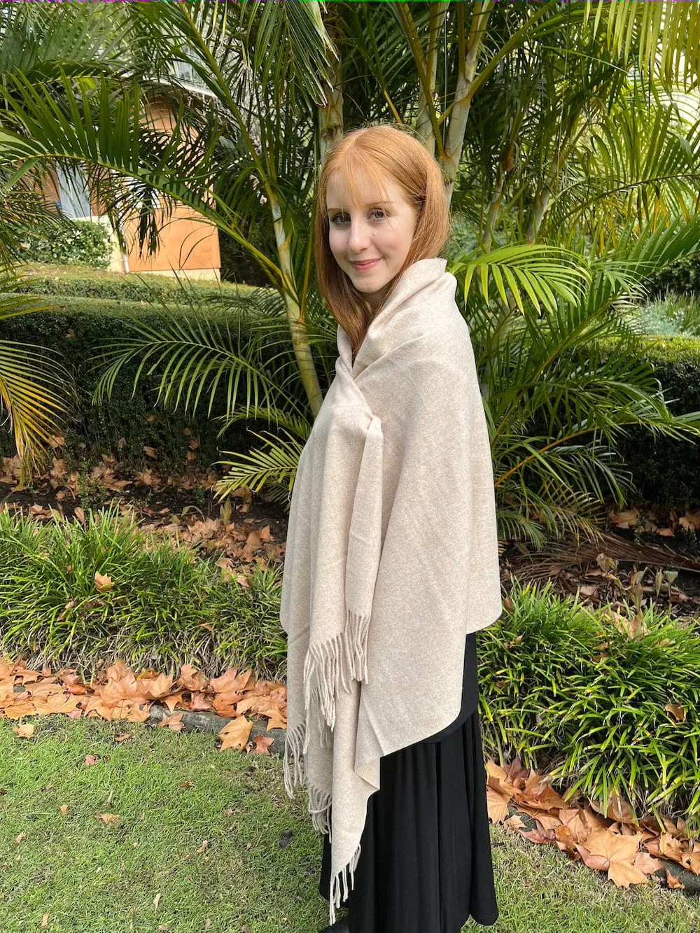 Pashmina Shawl - Beige Oatmeal - Winter Warmth