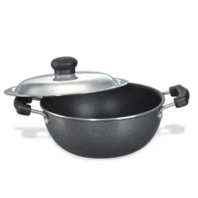 Prestige Omega Select Plus 20Cm- 2.2L Non-Stick Kadai with SS Lid |PFOA Free Teflon Non-Stick Coating | Scratch Resistant | Flat Base |Durable Handles |1 Year Warranty