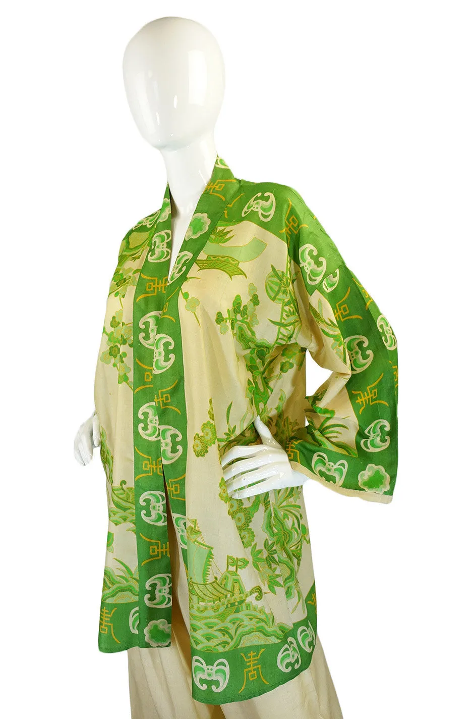 Rare 1920s Printed Tissue Silk PJ Set