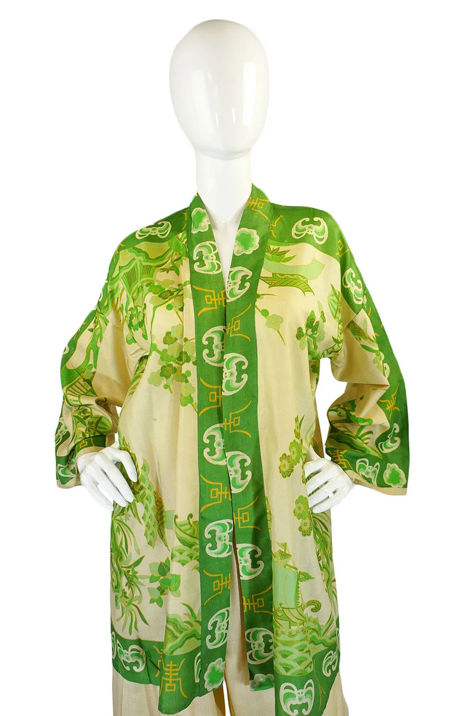 Rare 1920s Printed Tissue Silk PJ Set