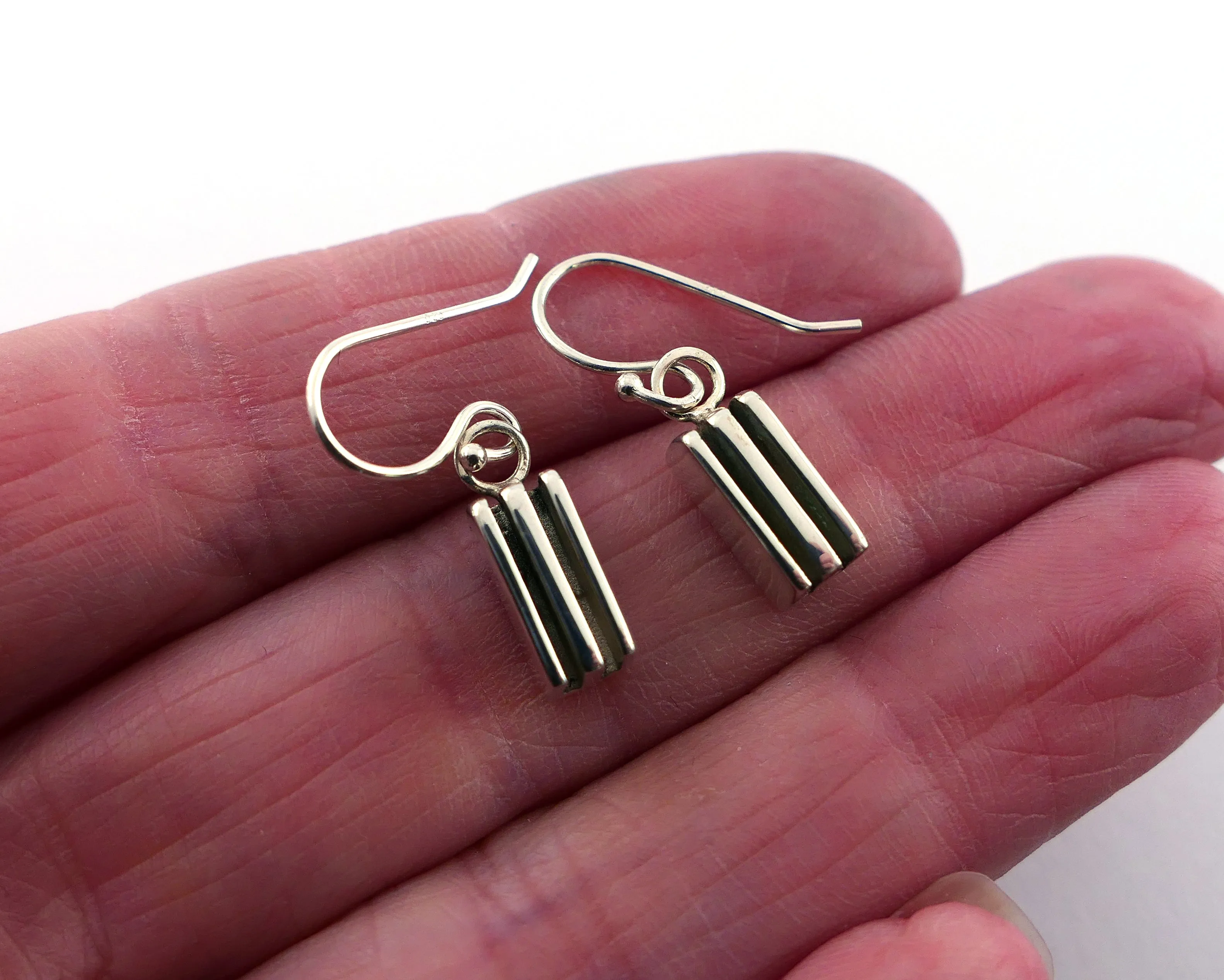 Rectangle Layer Drop Earrings in Sterling Silver