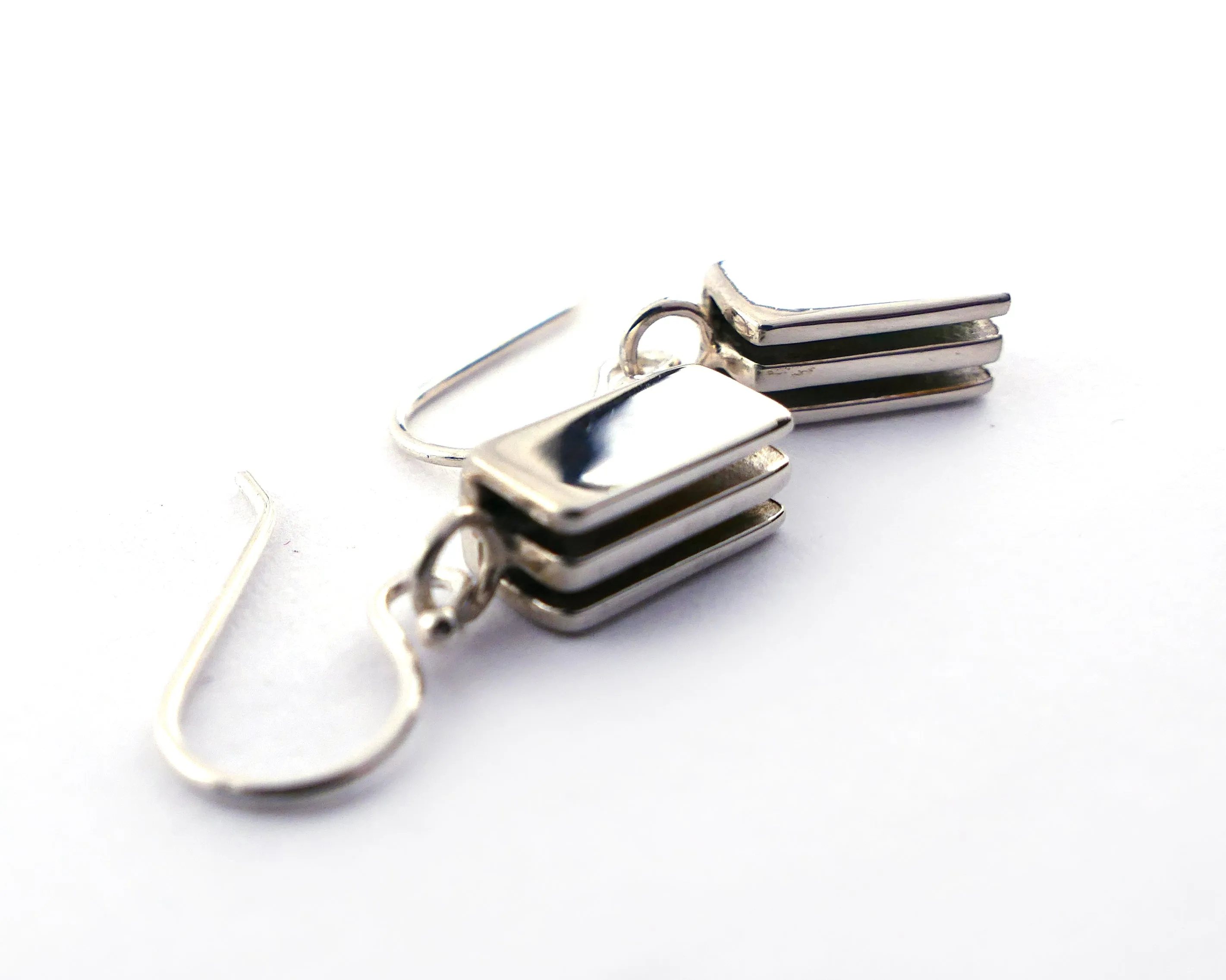 Rectangle Layer Drop Earrings in Sterling Silver