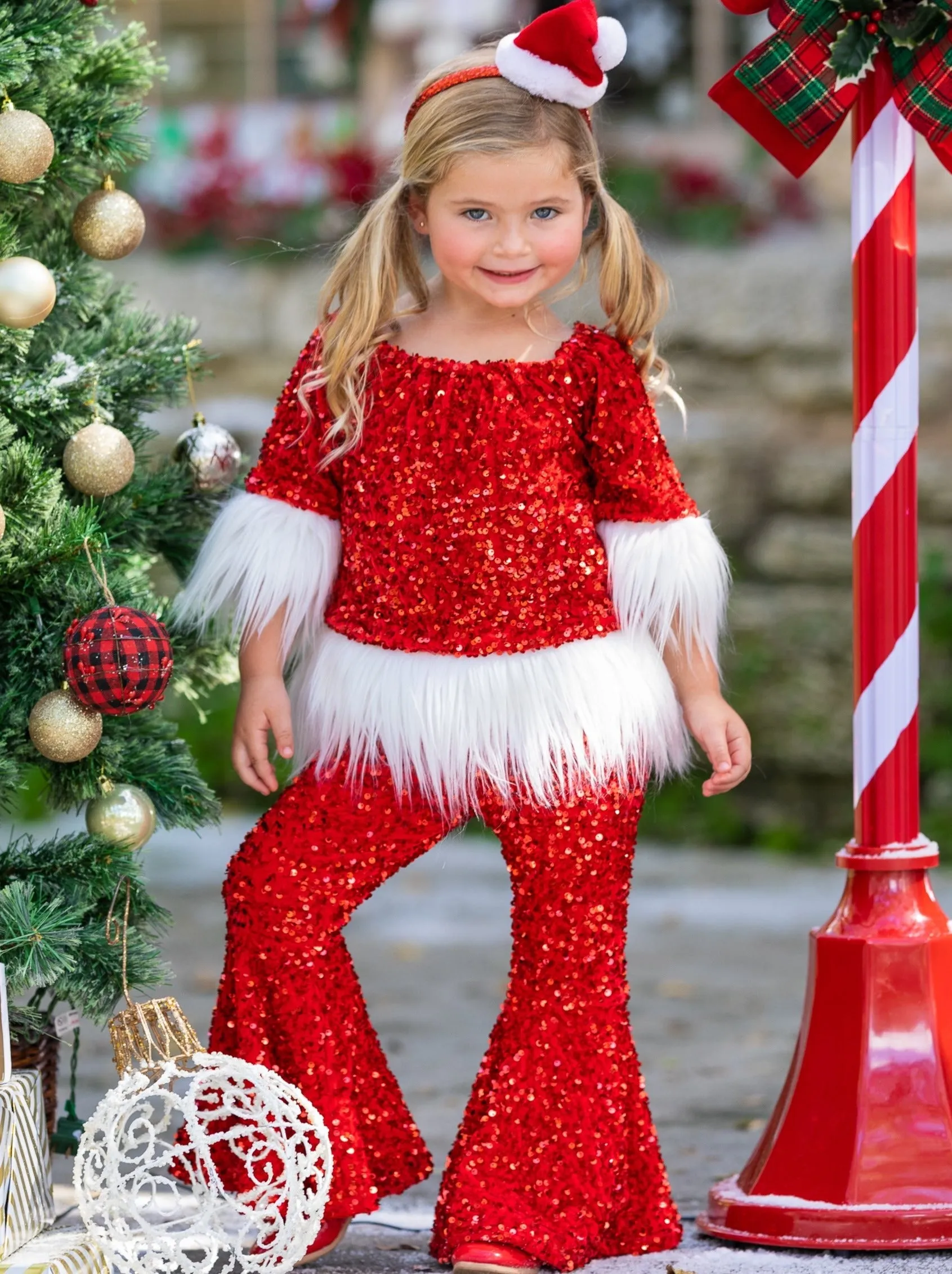 Shimmer Like Tinsel Sequin Bell Bottoms Set