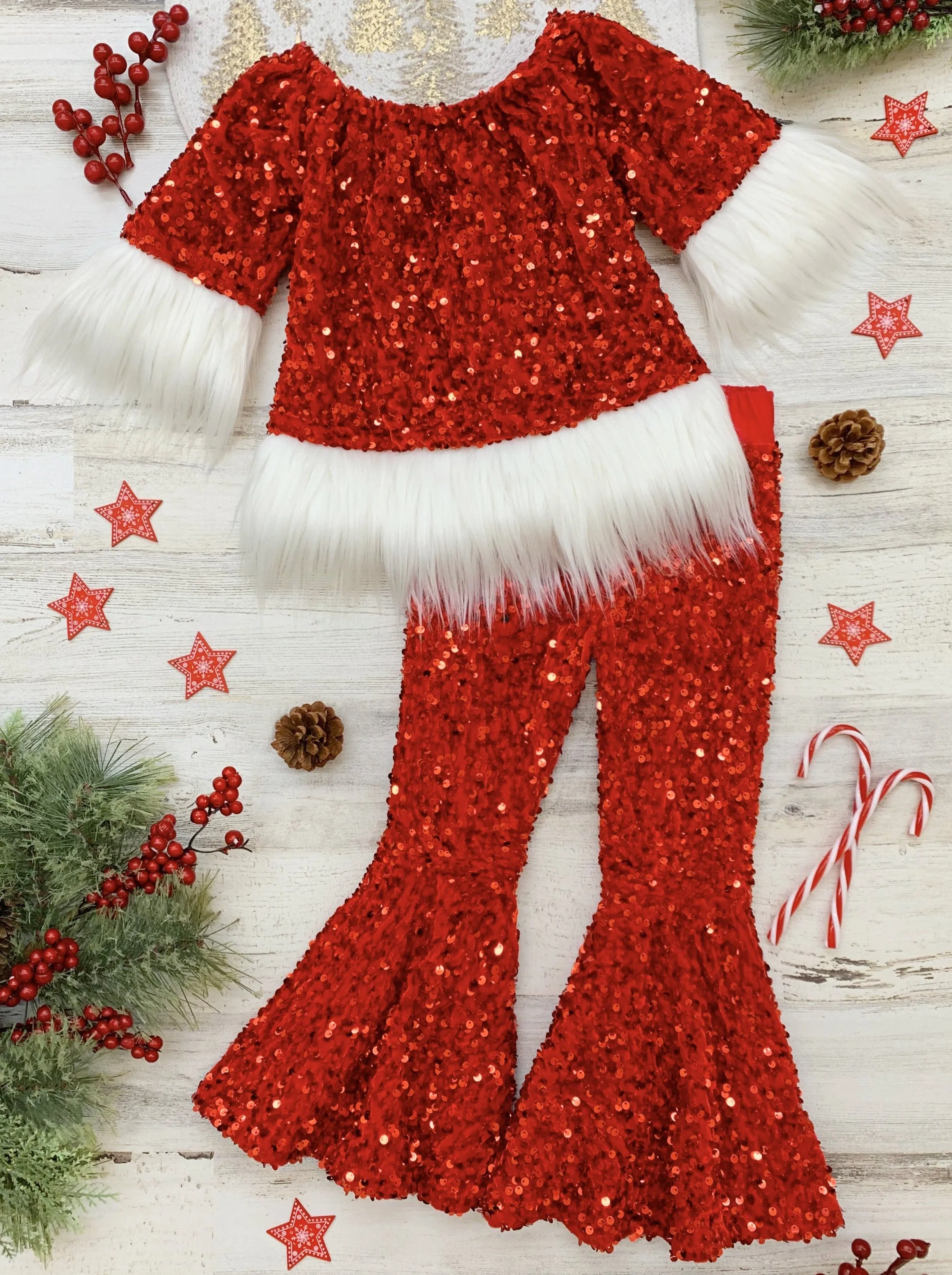 Shimmer Like Tinsel Sequin Bell Bottoms Set