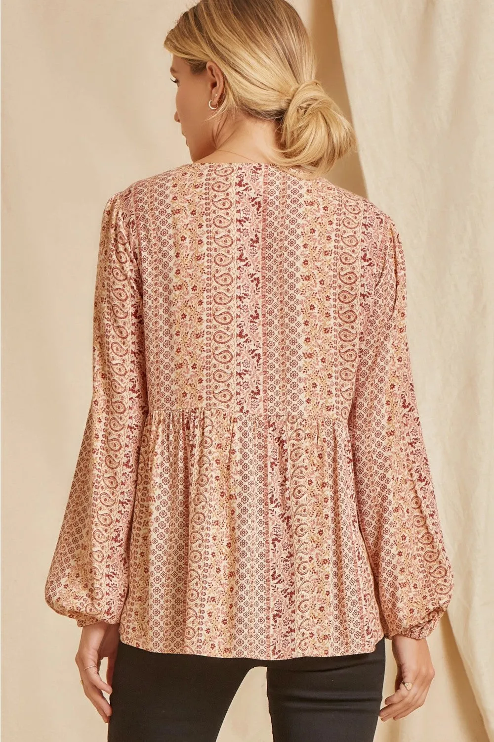 Shimmery Floral Paisley Embroidered Top