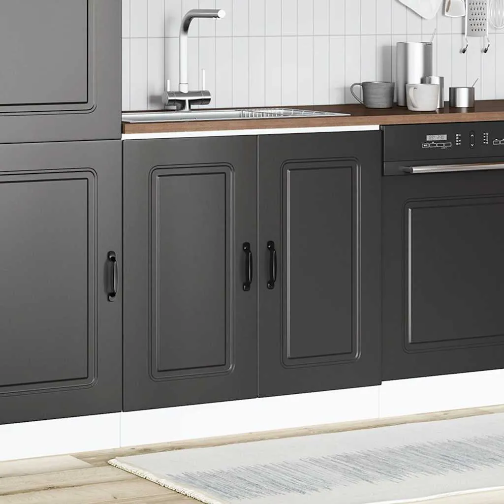 Sink Base Cabinet Kalmar Black 80x46x81.5 cm Engineered Wood