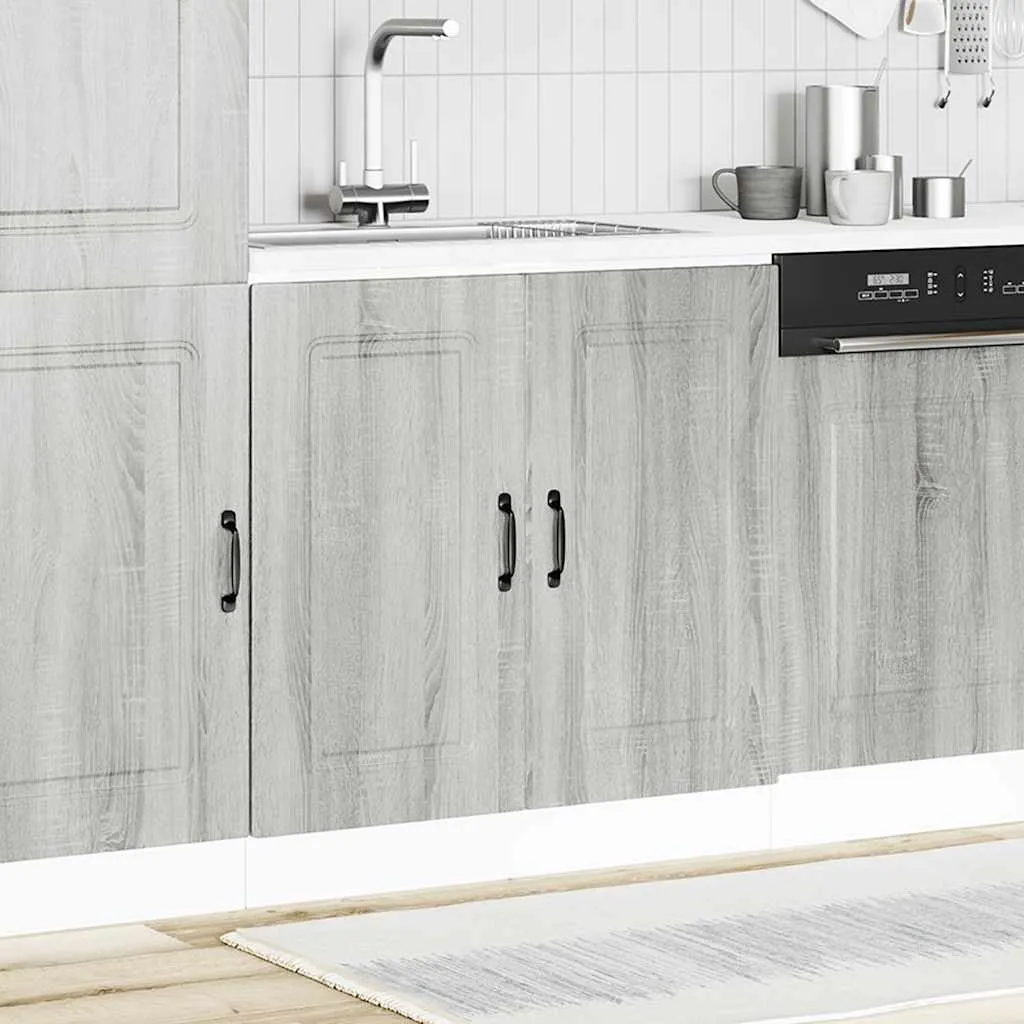 Sink Base Cabinet Kalmar Grey Sonoma 80x46x81.5 cm Engineered Wood