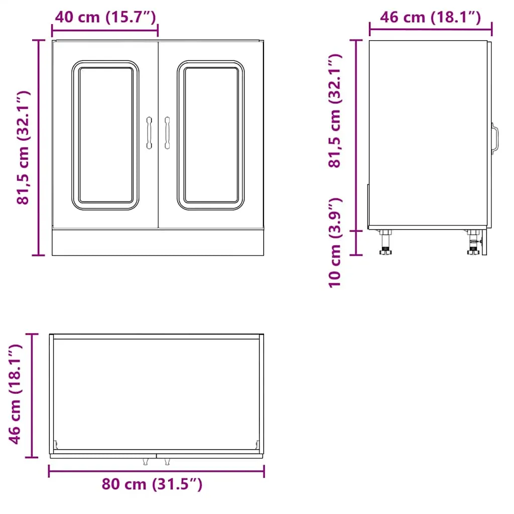 Sink Base Cabinet Kalmar Grey Sonoma 80x46x81.5 cm Engineered Wood