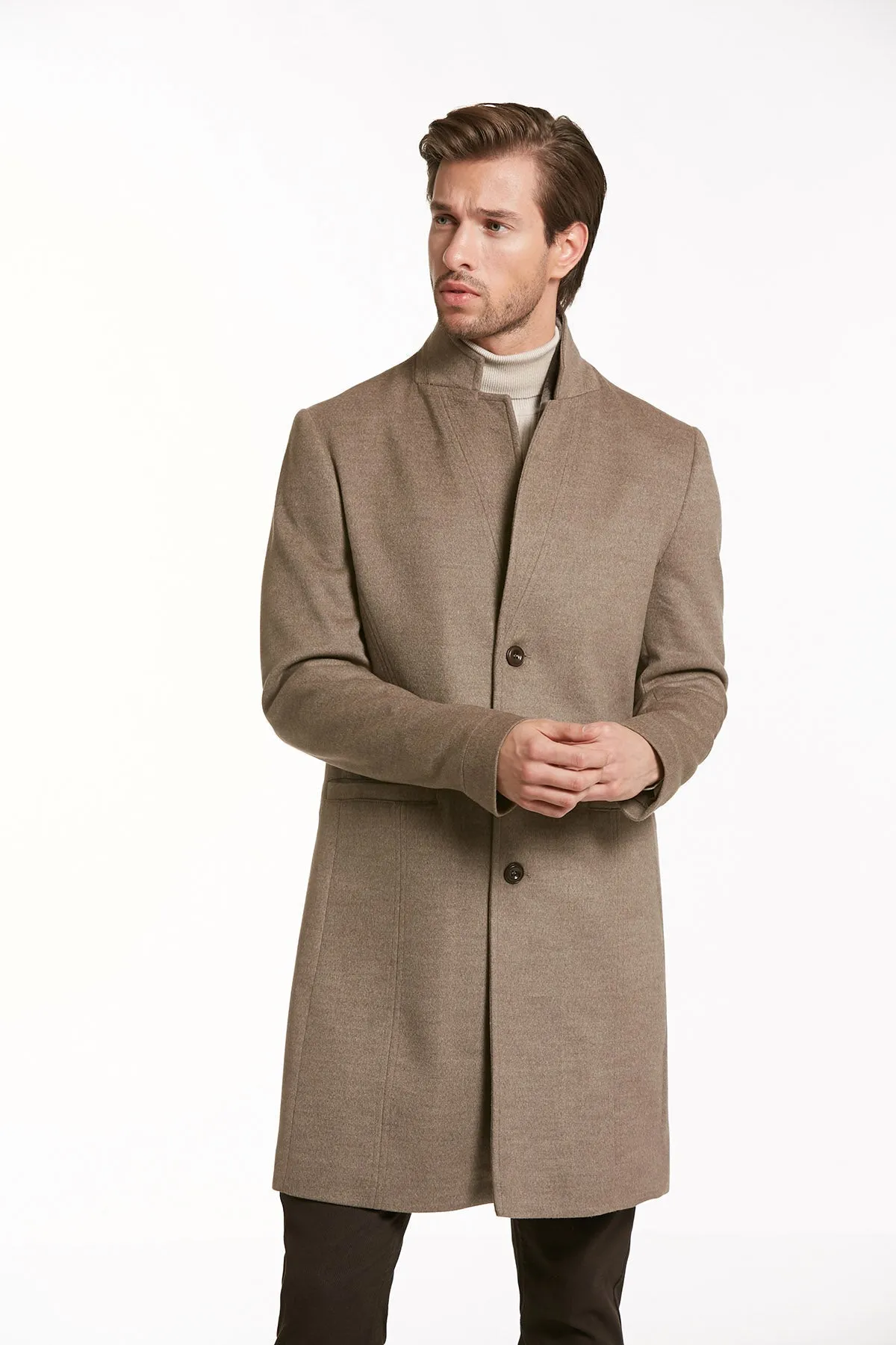 Slim Fit Cachet Notch Lapel Mink Overcoat