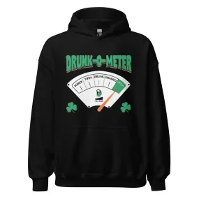 St. Patrick's Day Hoodie Drunk-O-Meter Midweight Blended Cotton Unisex Pullover