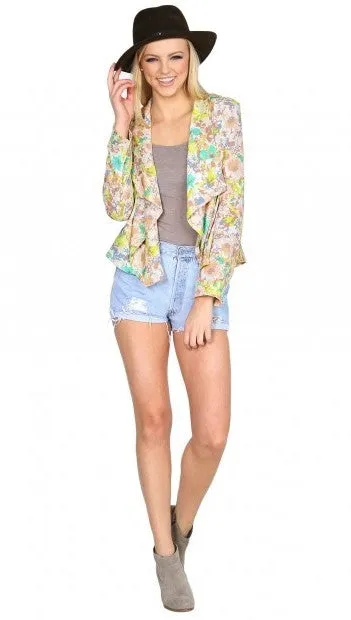 Sugar Lips Matisse Floral Open Blazer