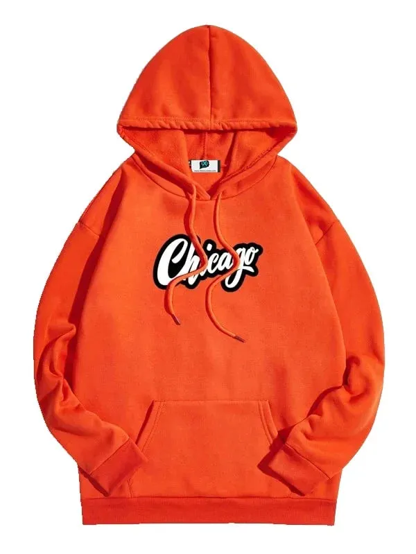 SXV  'CHICAGO ORANGE’ Printed Cool Aesthetic Sweatshirt Hoodie