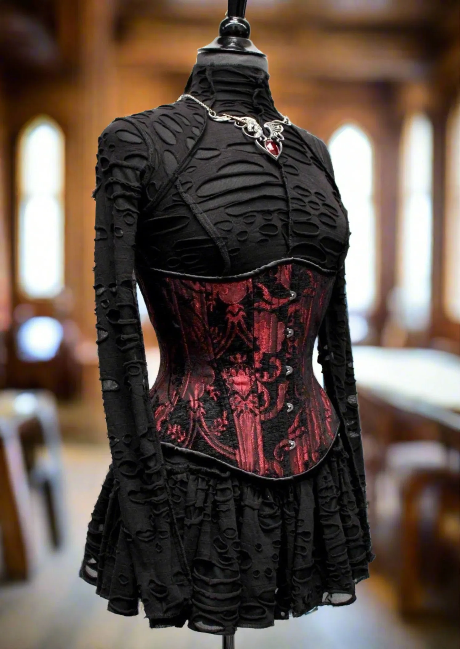 TAPESTRY CORSET - RED/BLACK