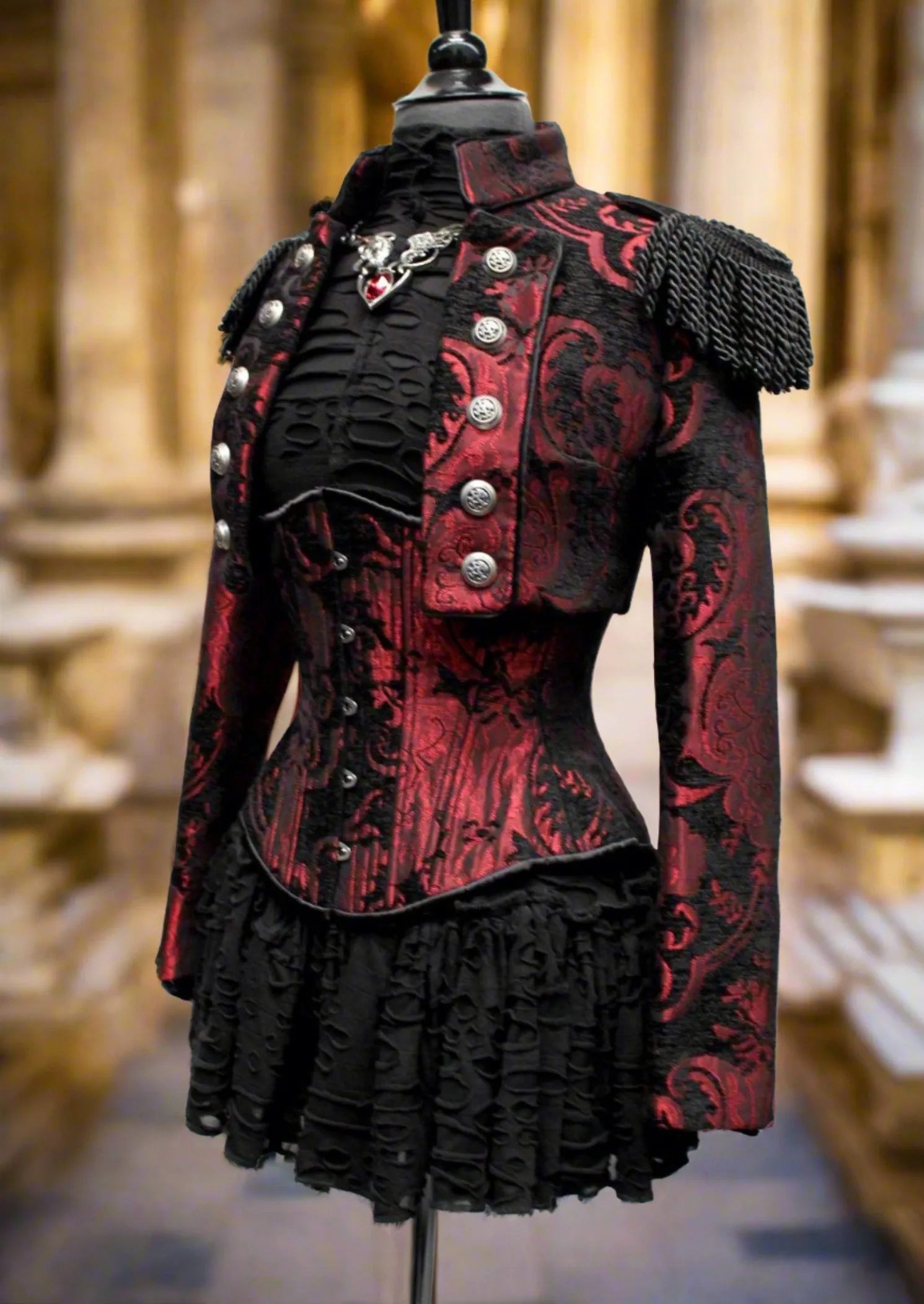 TAPESTRY CORSET - RED/BLACK