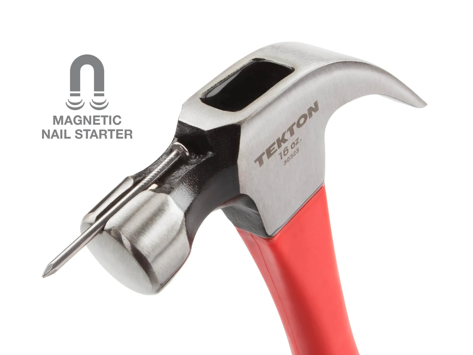 TEKTON 30323 Jacketed Fiberglass Magnetic Head Claw Hammer, 16-Ounce