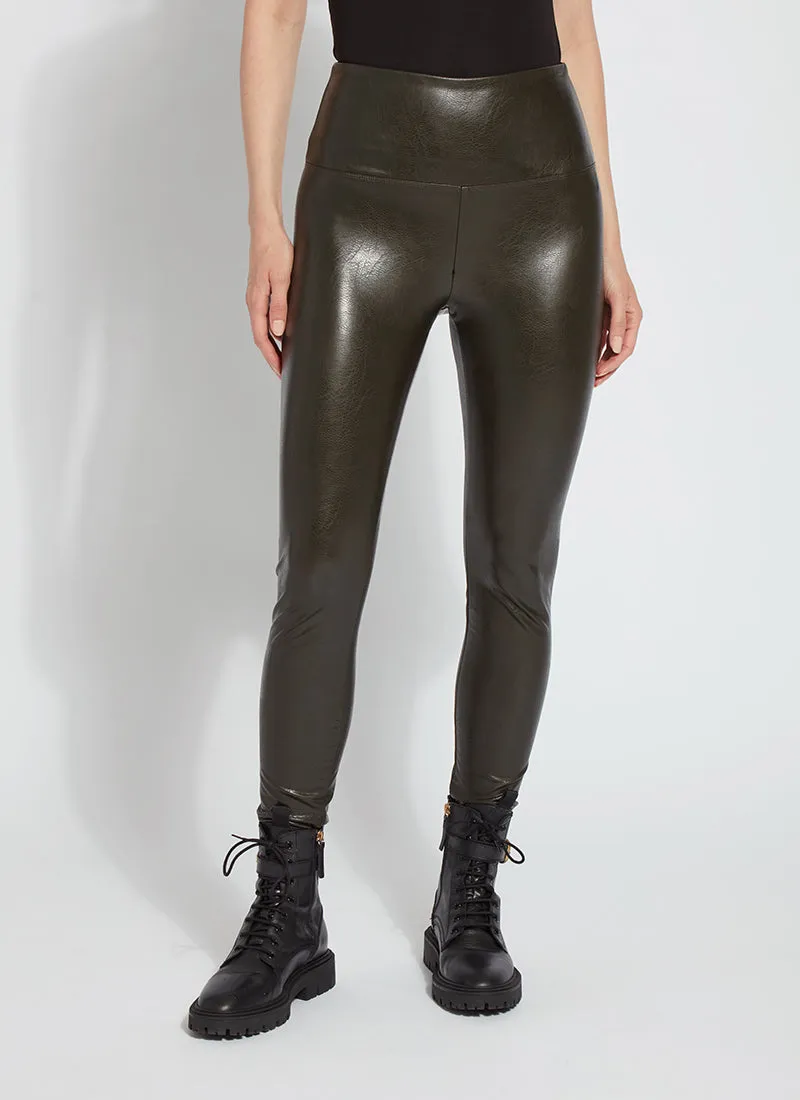 Textured Leather Legging | Garden Green