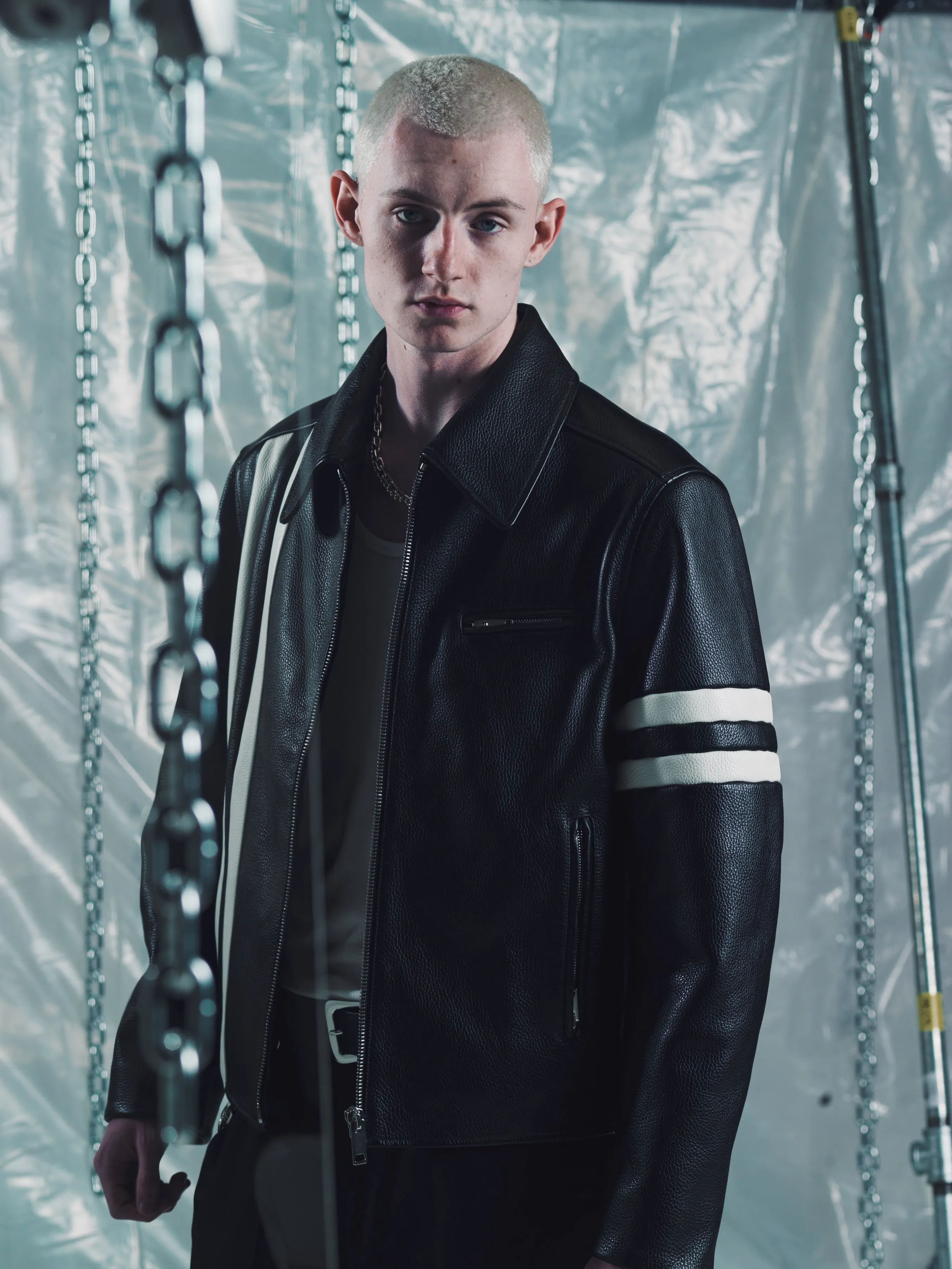 THE RACER LEATHER JACKET | BLACK/IVORY