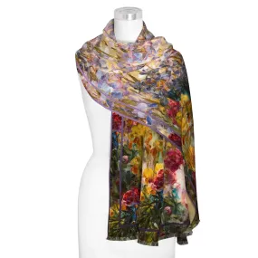 Tiffany Peonies & Iris Silk Blend Women's Fashion Shawl