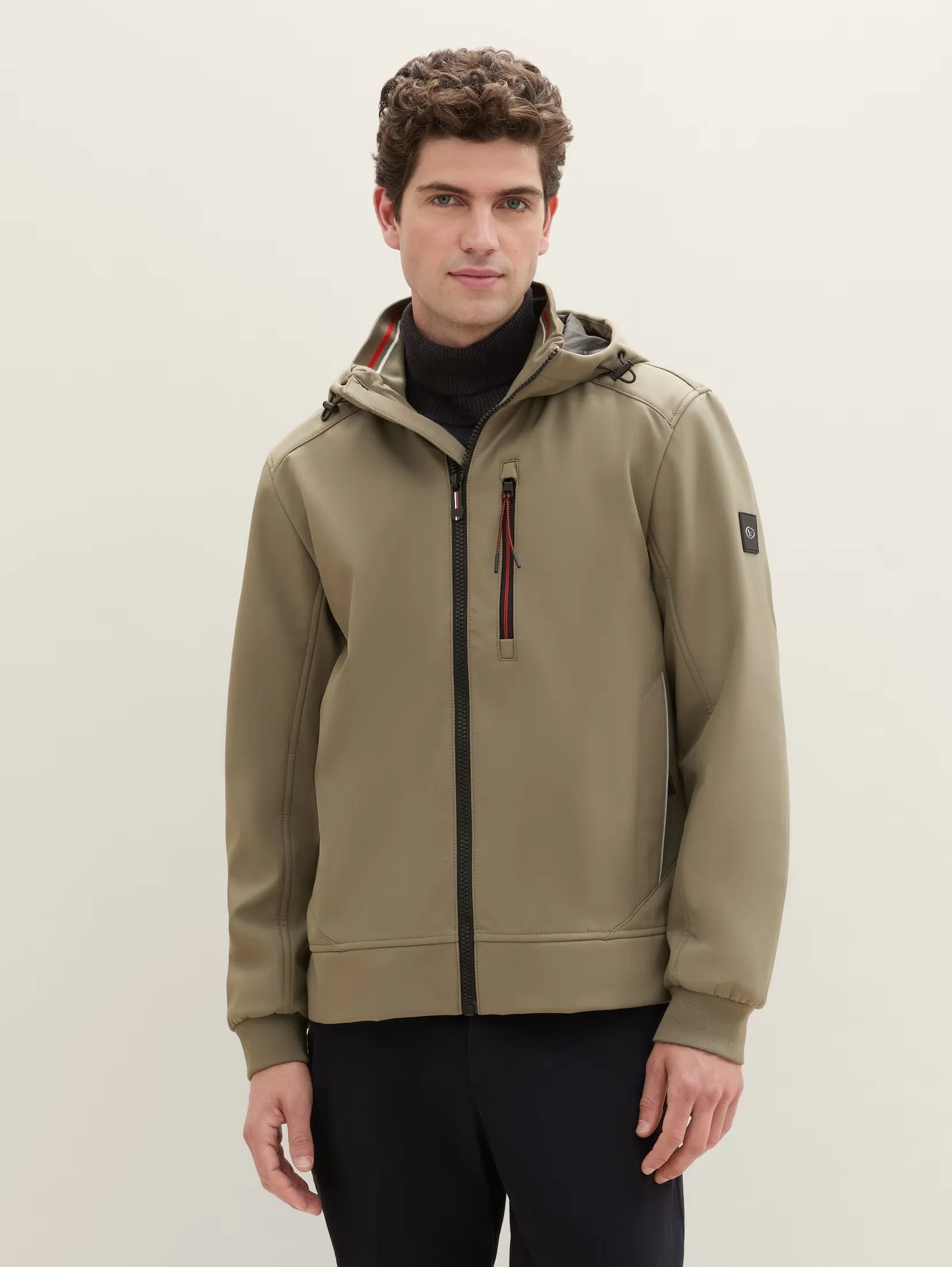 Tom Tailor Soft Shell Smoked Olive Green jacket With A Hood